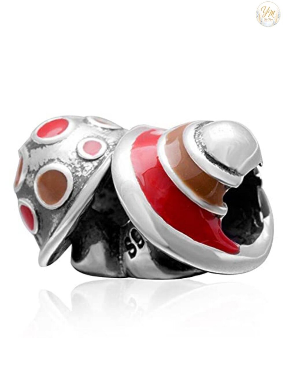 925 Sterling Silver Enamel Mushroom Charm Bead for Bracelet Necklace, Jewelry